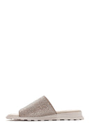 Women's Beige Stone Leather Slippers | Derimod