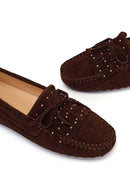 Woman Brown Tasselled Suede Loafer | Derimod