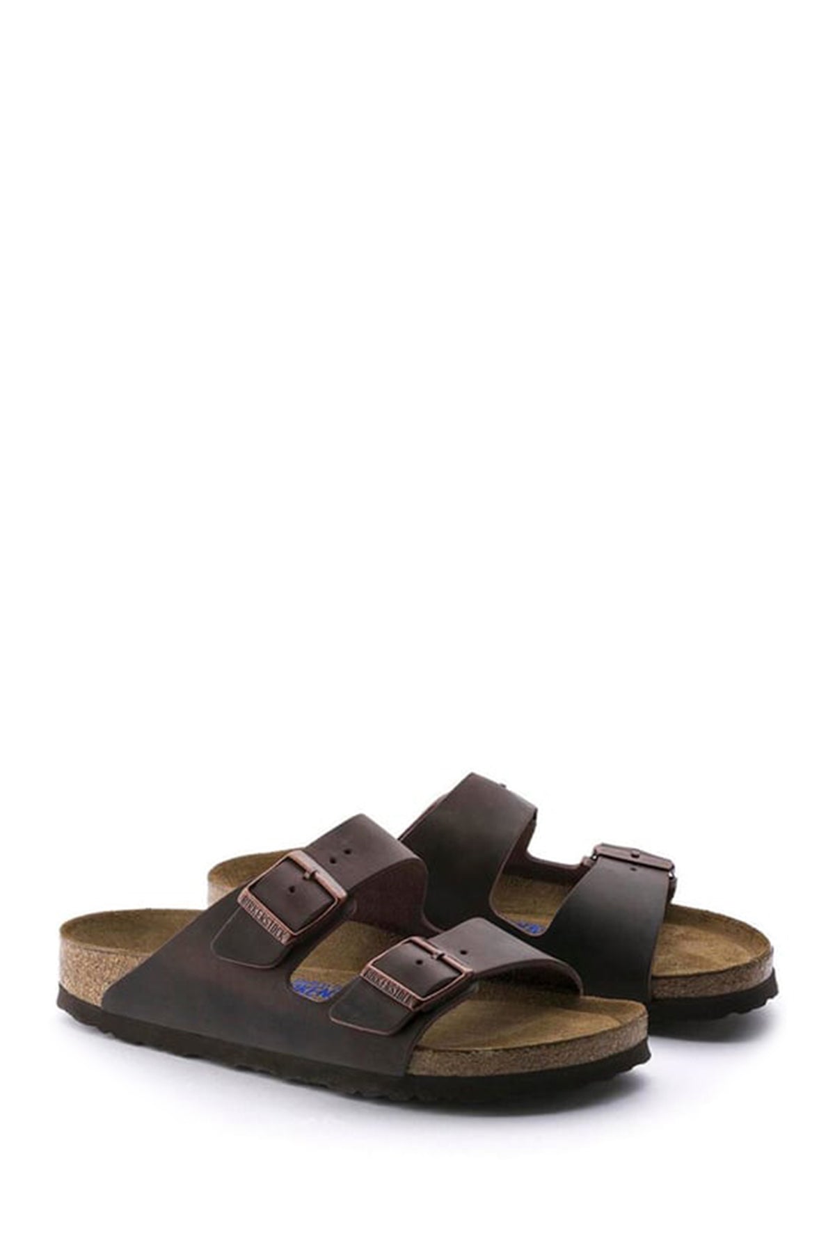 Birkenstock Erkek Vizon  Nubuk Deri Çift Tokalı Düz Arizona Terlik