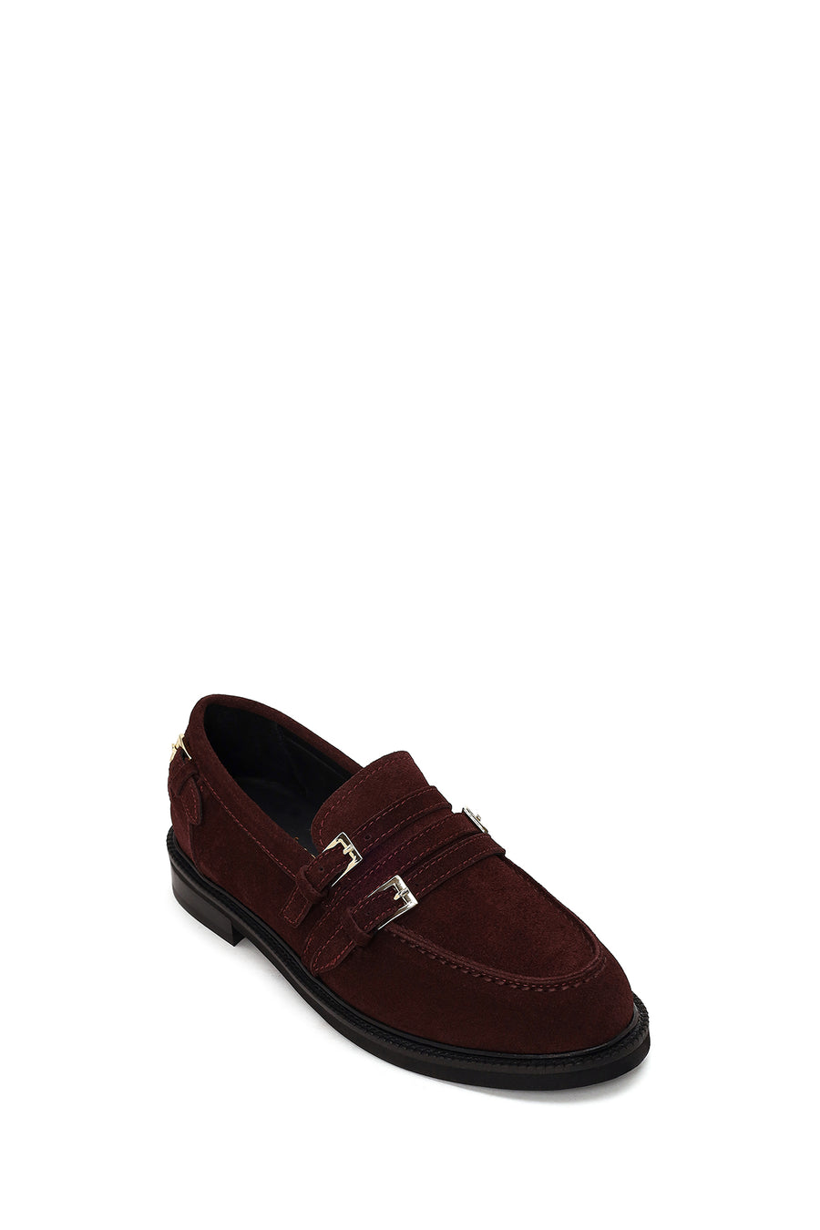 Kadın Bordo Tokalı Süet Deri Maskülen Loafer