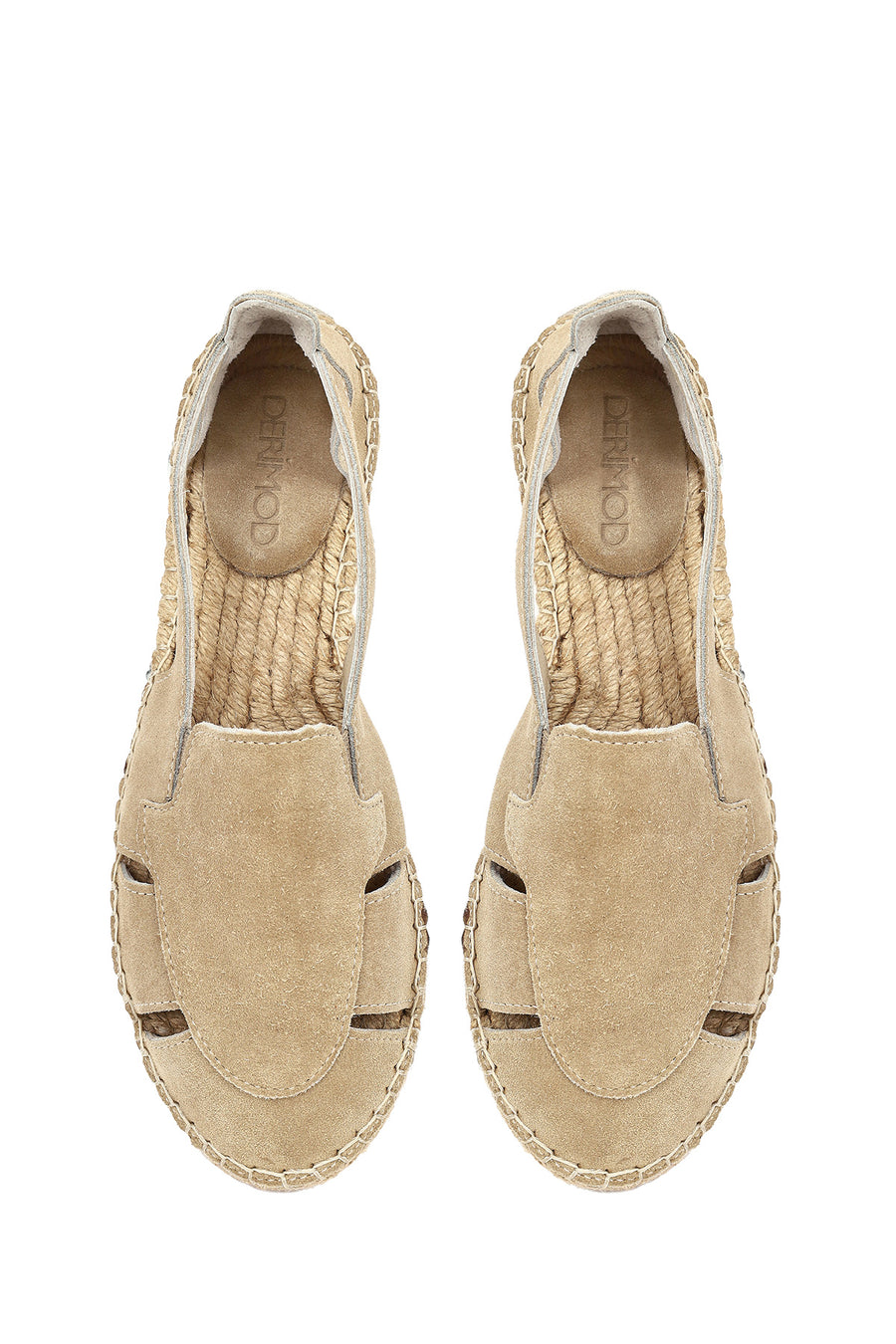 Woman Beige Suede Leather Espadrille Sandals