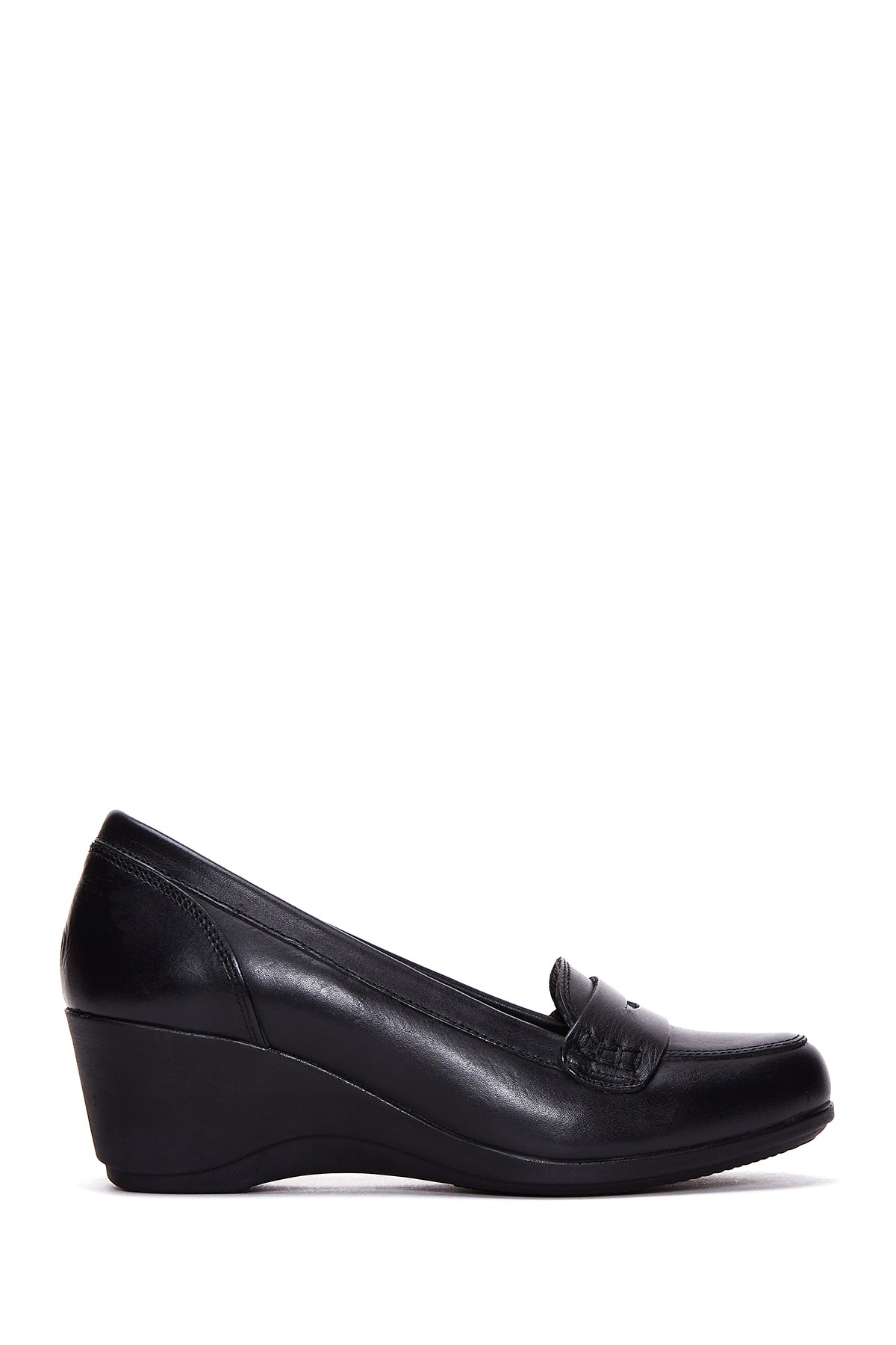 Kadın Siyah Deri Dolgu Topuklu Ayakkabı