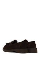 Woman Brown Thick-Soled Tassel Suede Loafer | Derimod