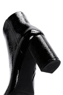 Women's Black Zippered Thick Heeled Patent Leather Boots | Derimod