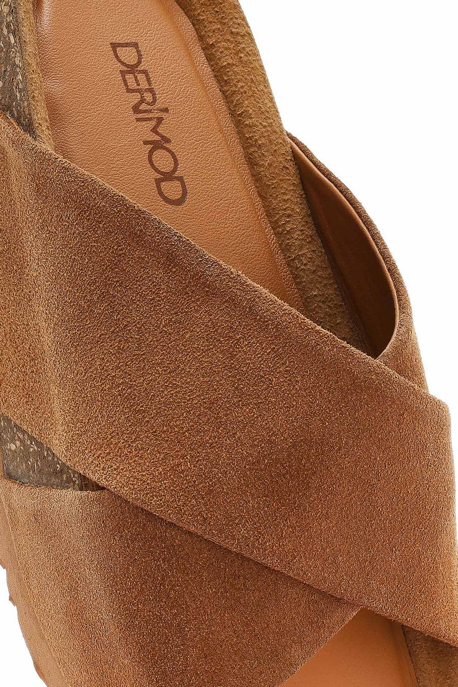 Women's Brown Thick Soled Suede Leather Slippers