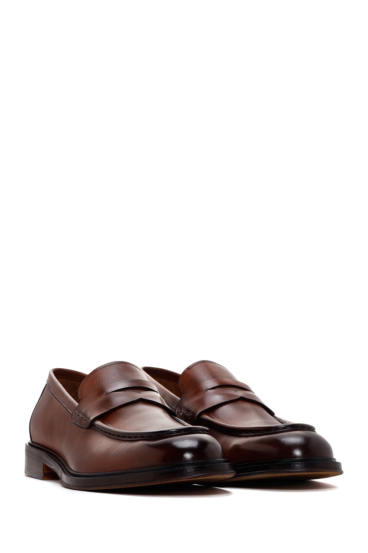 Erkek Kahverengi Deri Klasik Loafer