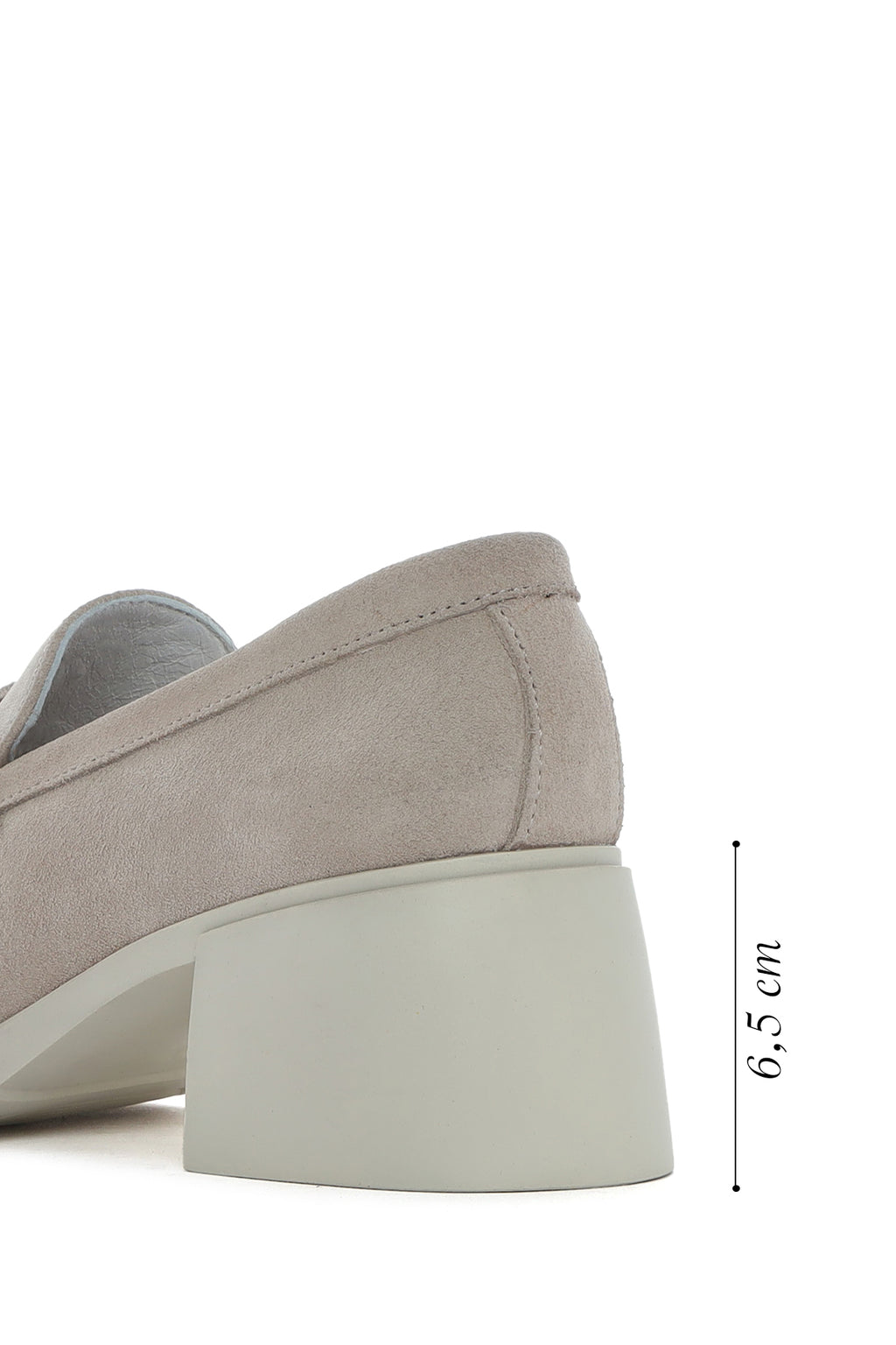 Kadın Bej Tokalı Kalın Topuklu Süet Deri Maskülen Loafer
