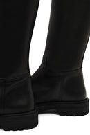 Women's Black Thick Soled Leather Boots | Derimod