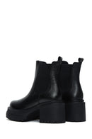 Women's Black Leather Heeled Chelsea Boots | Derimod