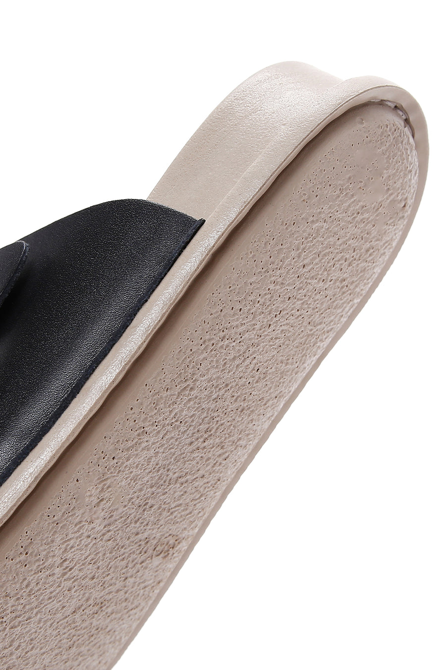 Women's Black Double Buckle Leather Comfort Slippers