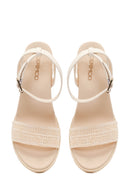 Woman Nude Ankle-Buckle Wedge Espadrille Sandals | Derimod