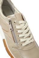 Women's Gold Laced Side Zipper Leather Sneaker | Derimod