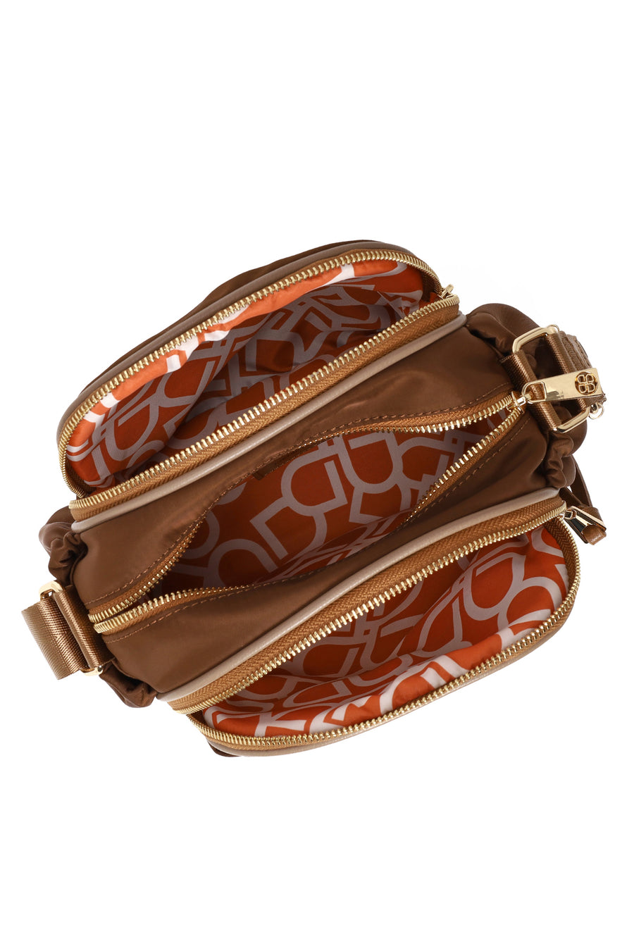 Woman Brown Fabric Crossbody Bag