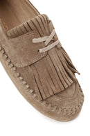 Woman Mink Tasselled Suede Loafer | Derimod