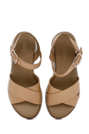 Women's Tan Leather Sandals | Derimod