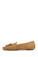 Kadın Camel Püsküllü Süet Deri Loafer | Derimod