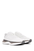 Men's White Lace-up Thick-Sole Leather Sneaker | Derimod