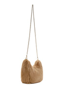 Women's Beige Long Strap Plush Shoulder Bag | Derimod