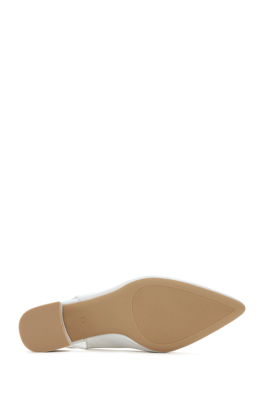 Women's Beige Slingback Thick Low Heel Leather Shoes