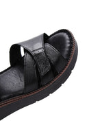 Women's Black Ankle Strap Leather Comfort Sandals | Derimod