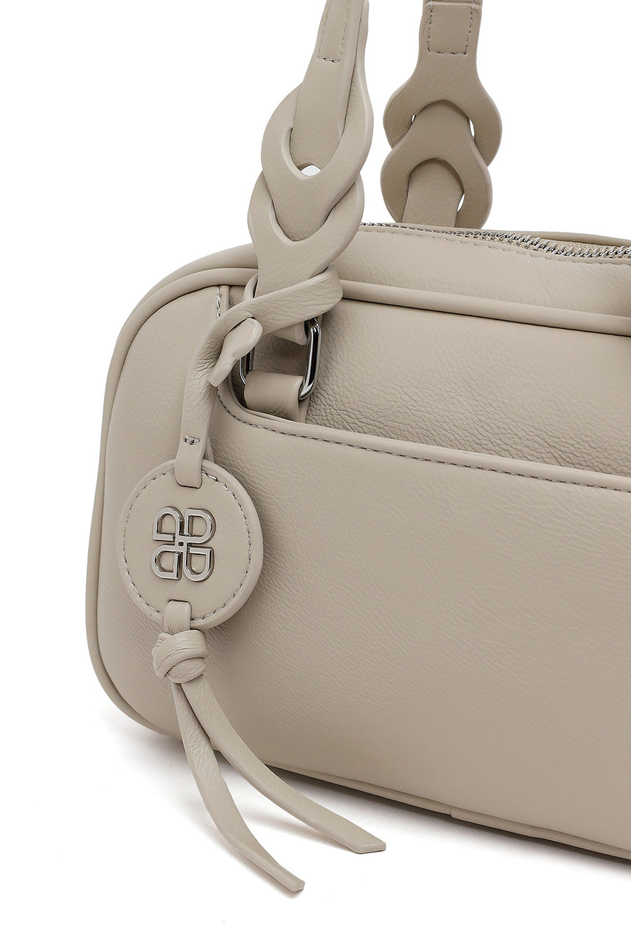 Woman Gray Mini Shoulder Bag with Long Strap