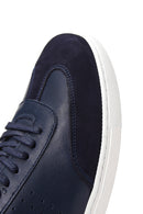 Men's Navy Blue Leather Sneaker | Derimod