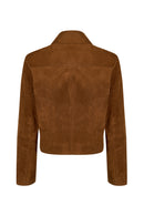 Trix Woman Brown Oversize Suede Leather Jacket | Derimod