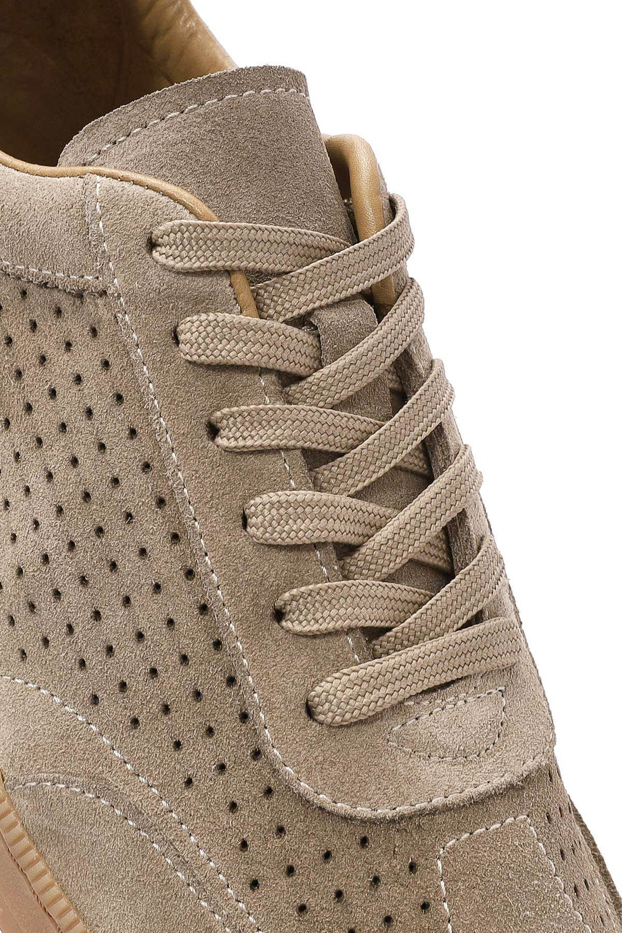 Erkek Bej Bağcıklı Süet Deri Sneaker