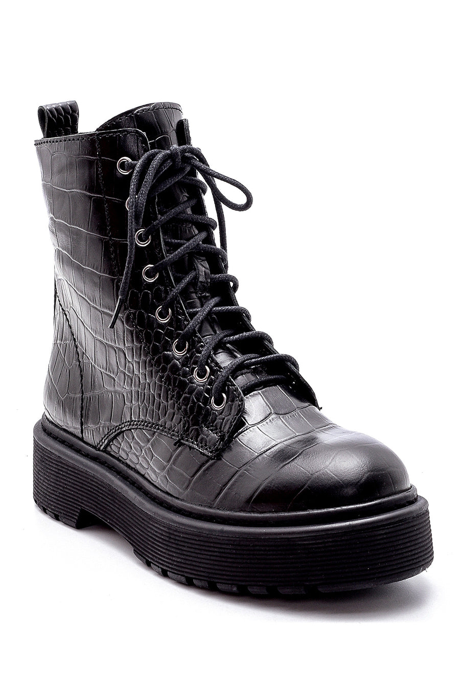 Women's Leather Crocodile Pattern Boots