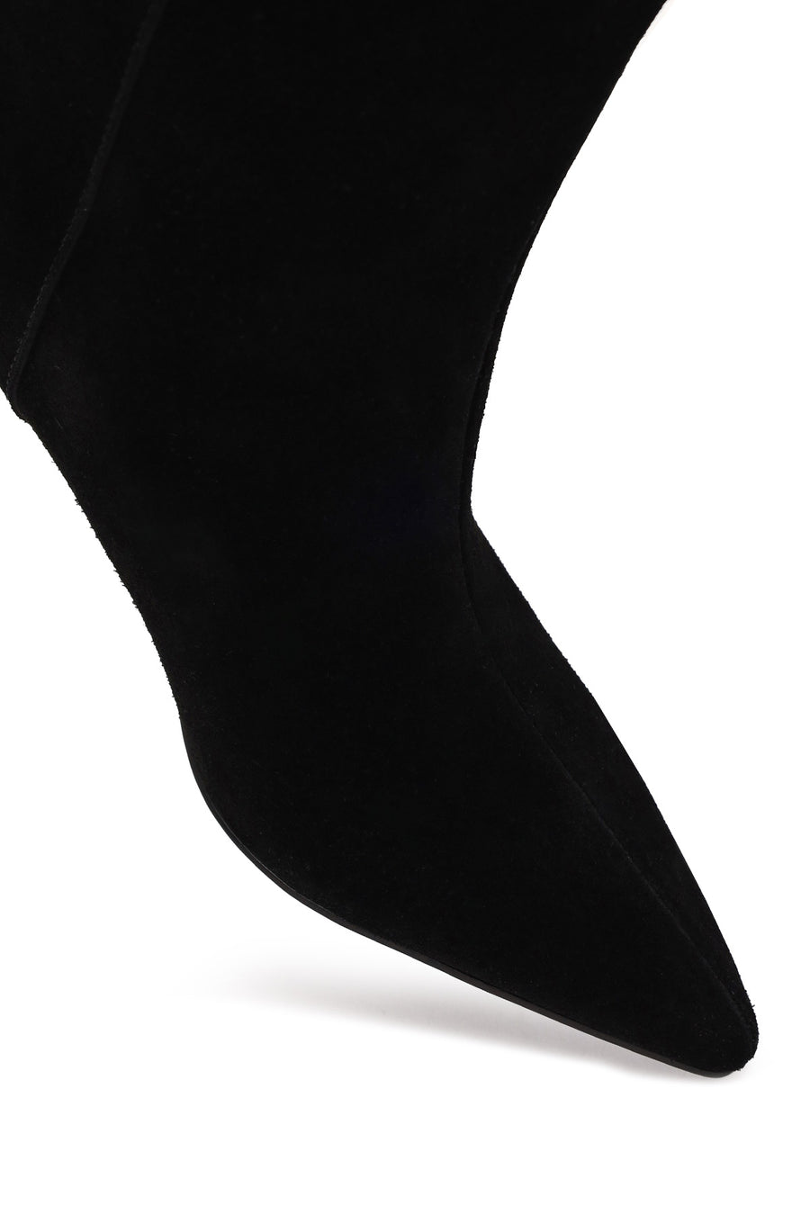 Woman Black Short Thin-Heeled Suede Short Boots