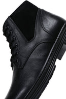 Men's Black Leather Zippered Casual Boots | Derimod