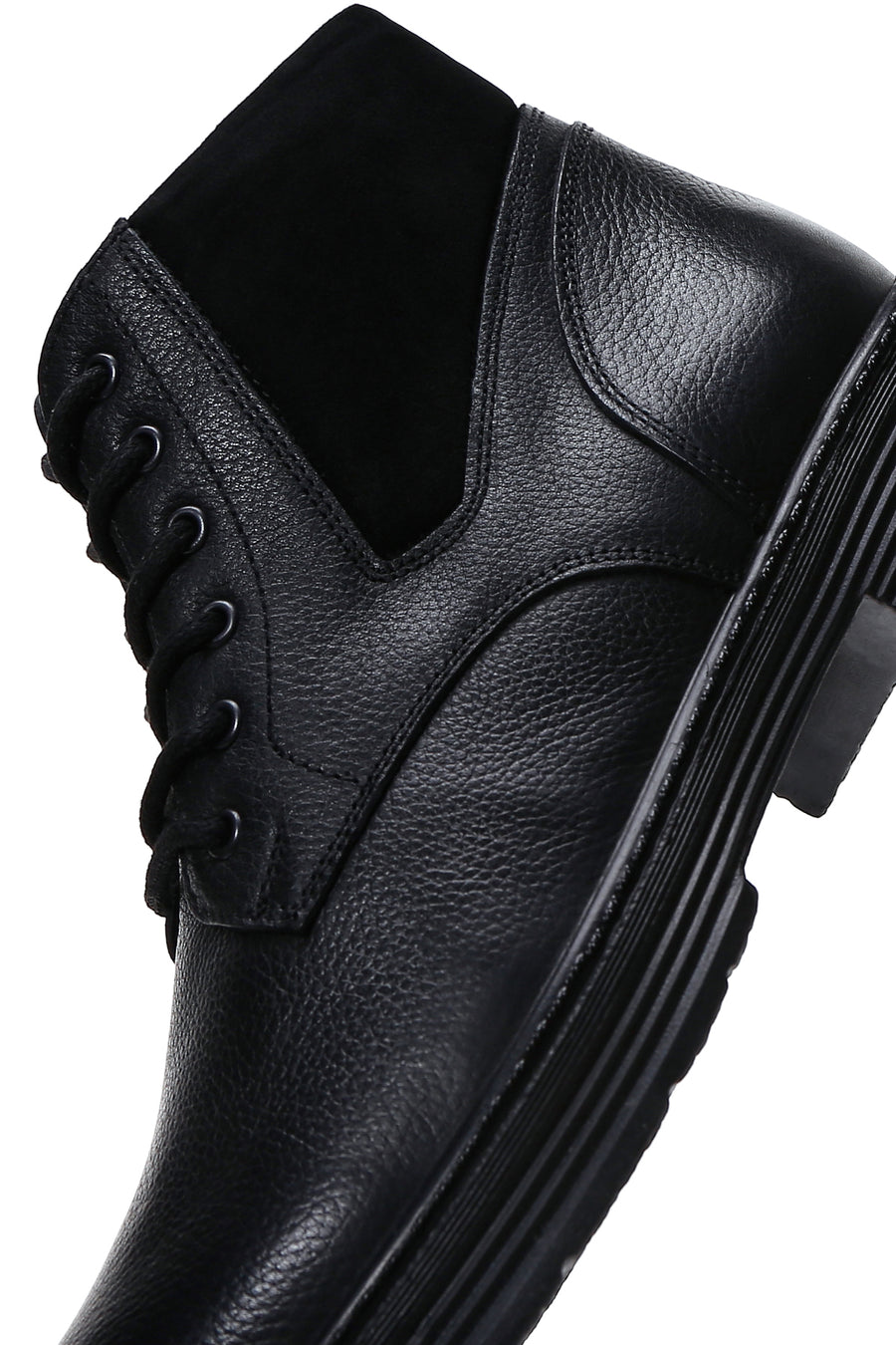 Men's Black Leather Zippered Casual Boots