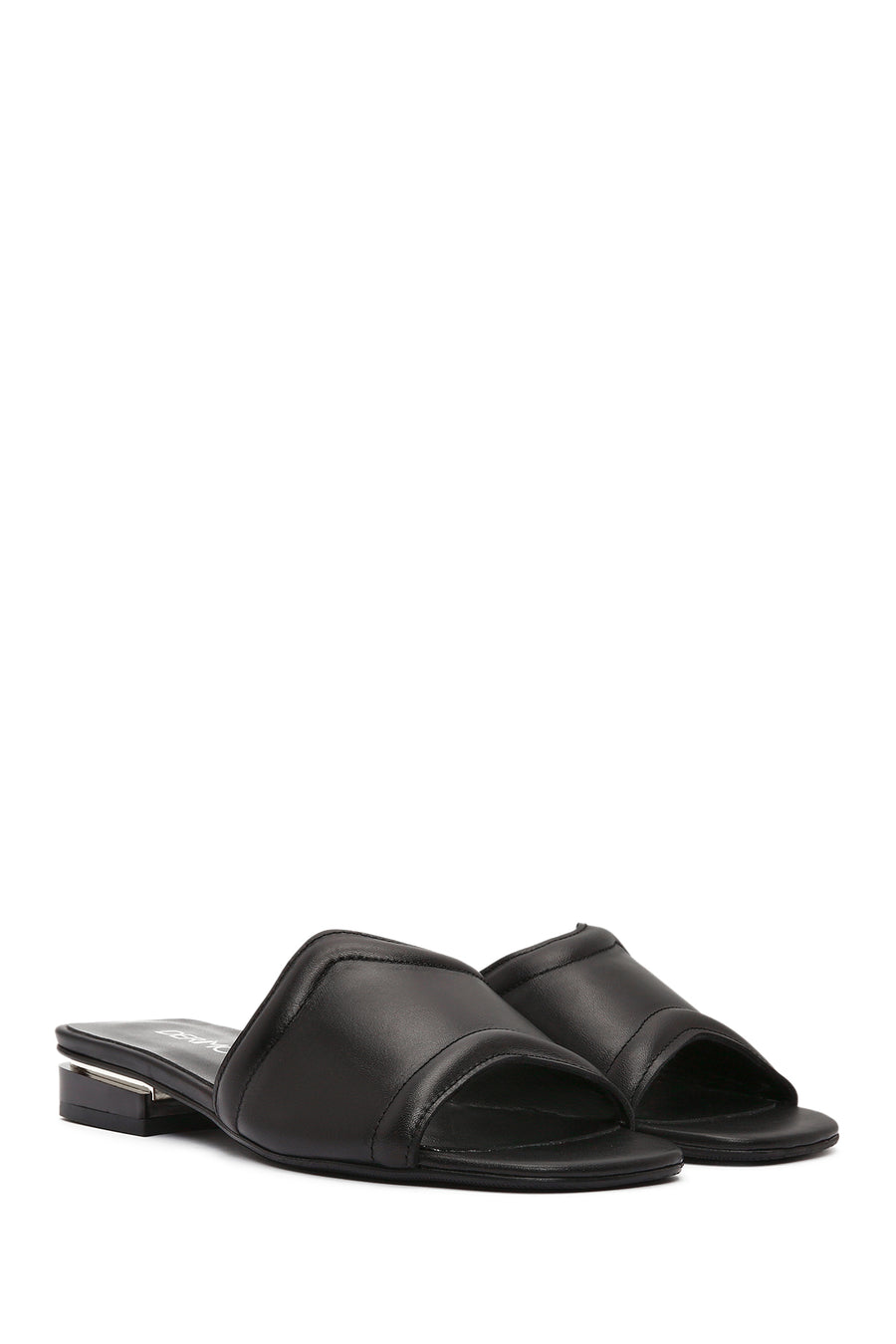 Women's Black Leather Slippers