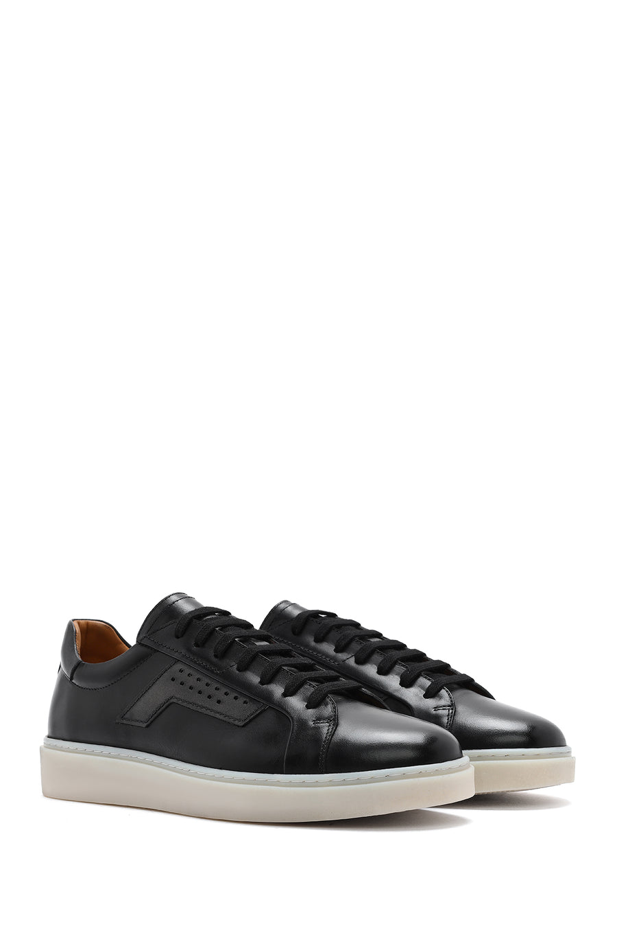 Men's Black Lace-up Leather Sneaker