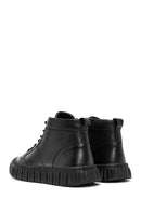 Men's Black Lace-Up Leather High Top Sneakers | Derimod