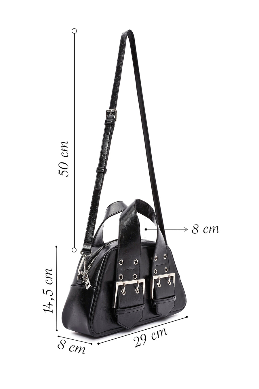 Women's Black Long Strap Shoulder Bag