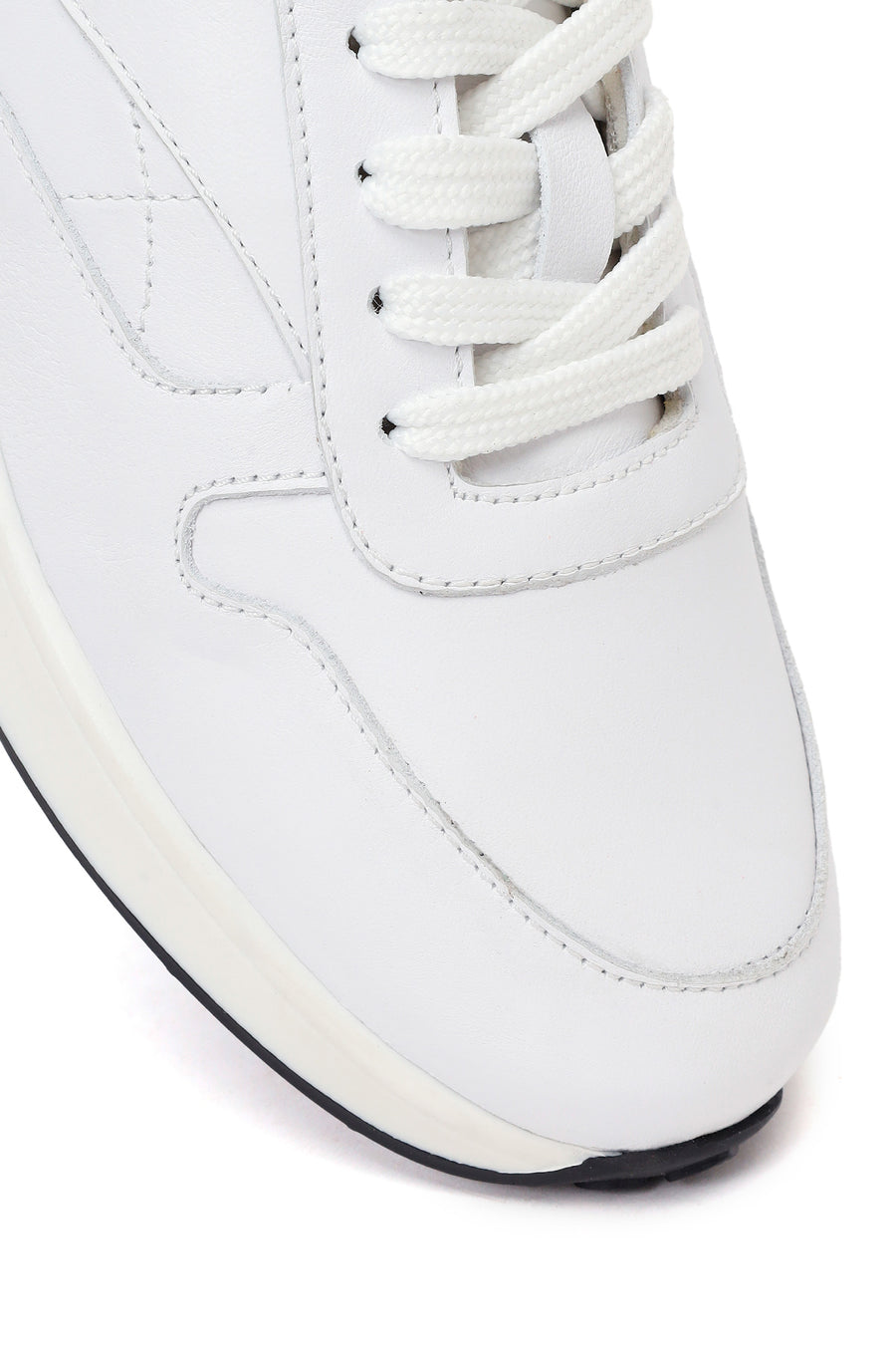 Kadın Beyaz Bağcıklı Deri Sneaker