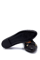 Women's Leather Printed Ballerinas | Derimod