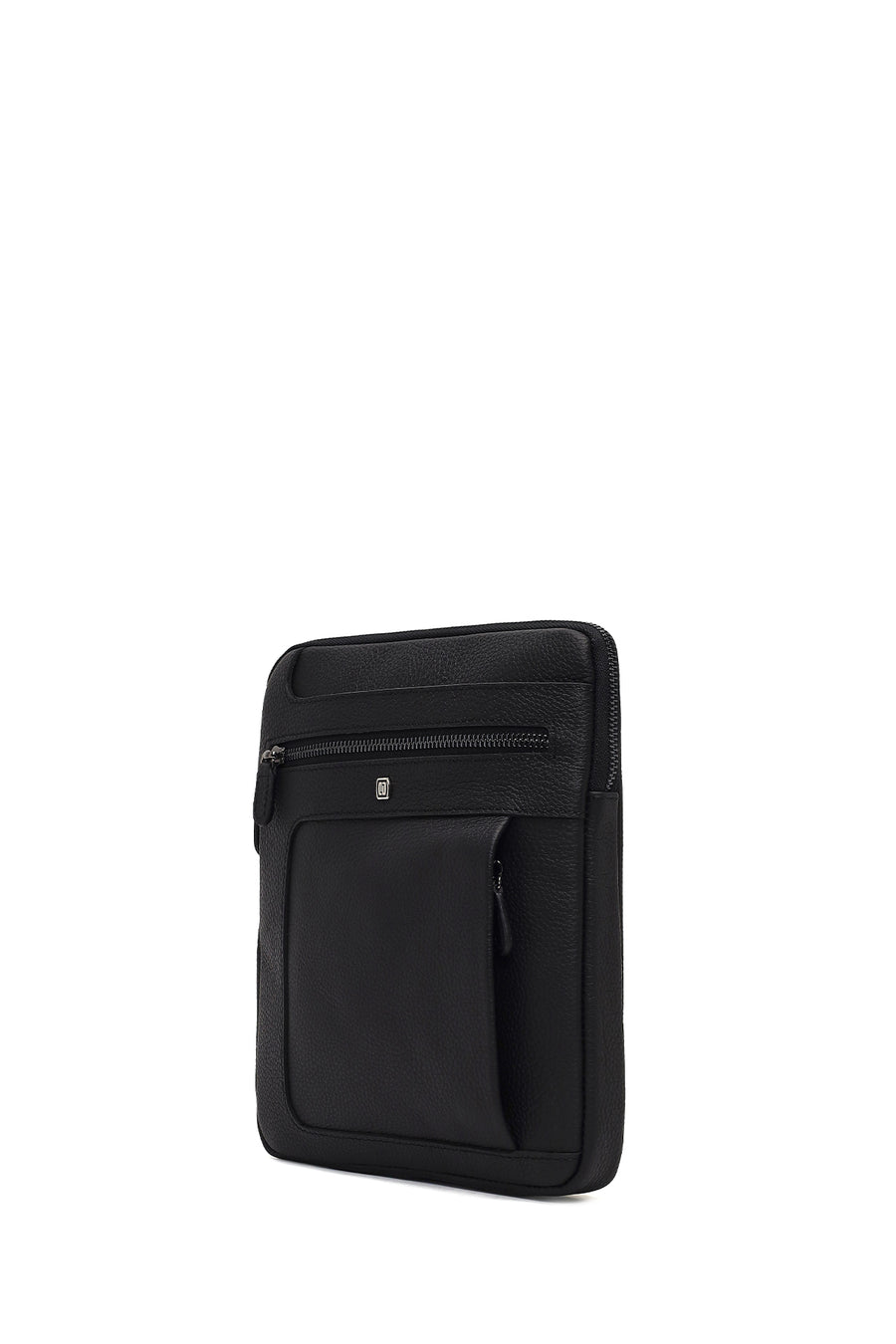 Men's Black Long Strap Leather Shoulder Bag