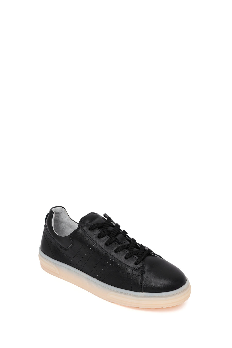 Woman Black Lace-Up Leather Sneaker