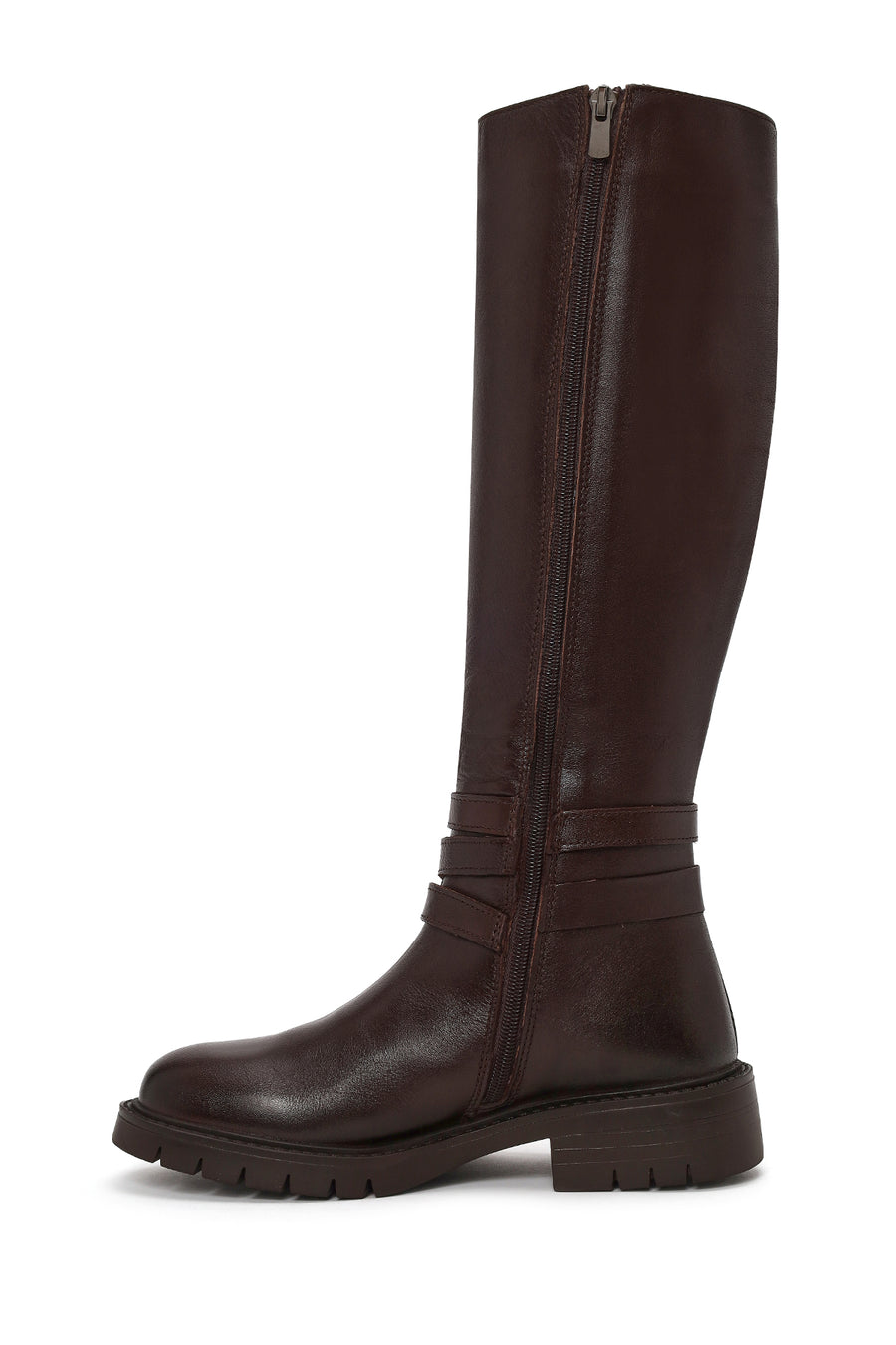 Woman Brown Zip Closure Leather Boots