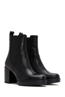 Women's Black Leather Heeled Chelsea Boots | Derimod