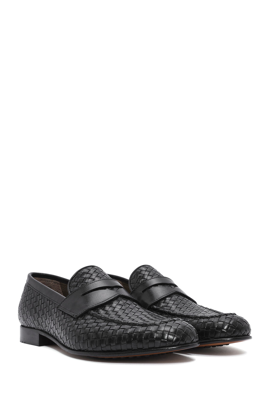 Men's Black Braided Leather Classic Loafer