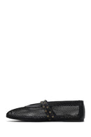 Women's Black Buckled Mesh Fabric Ballerinas | Derimod