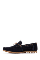 Men's Navy Blue Suede Leather Casual Loafer | Derimod