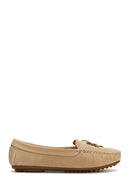 Women's Beige Suede Leather Loafer | Derimod