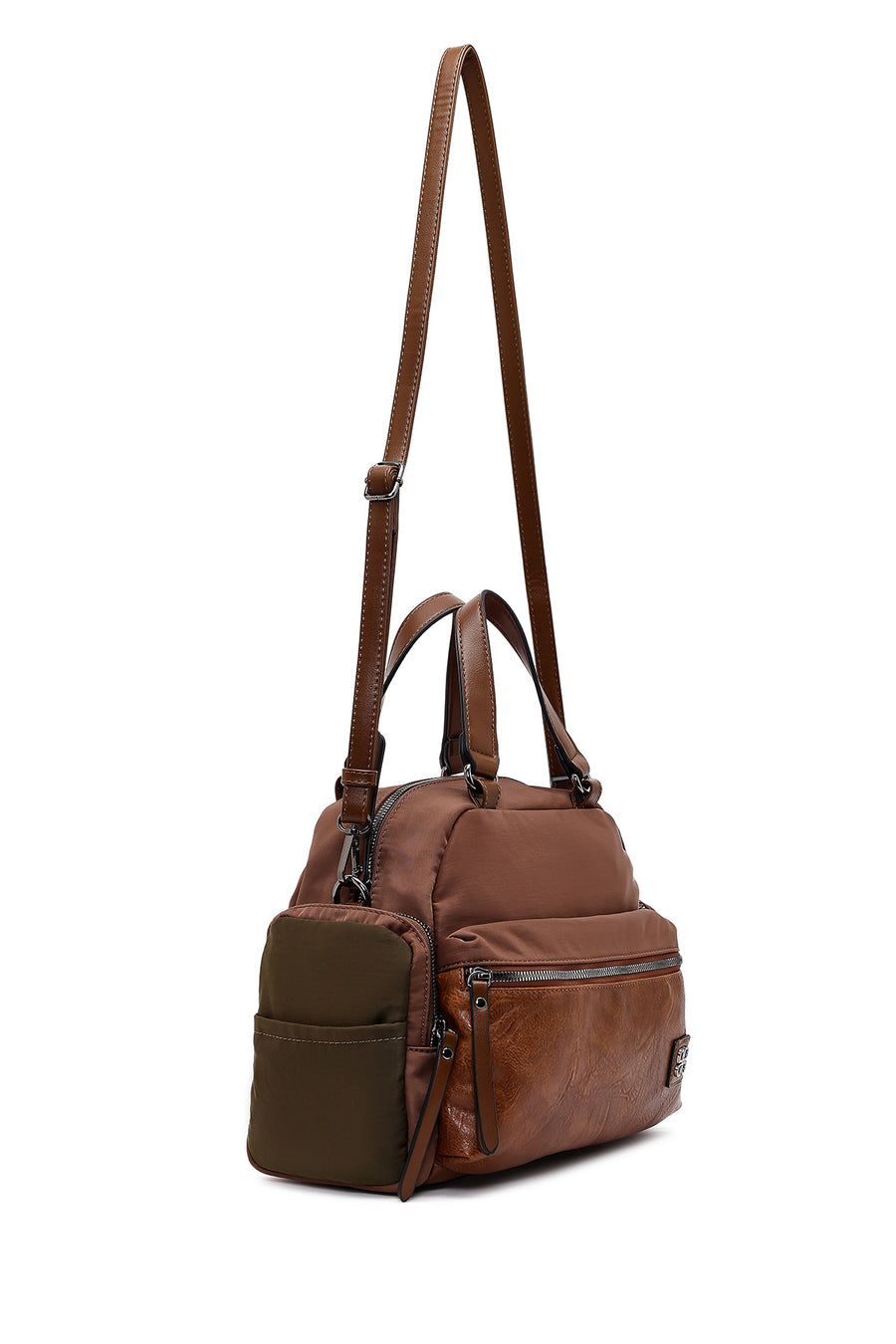 Woman Tan Long-Strap Shoulder Bag