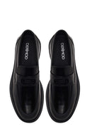 Male Black Buckled Leather Casual Loafer | Derimod