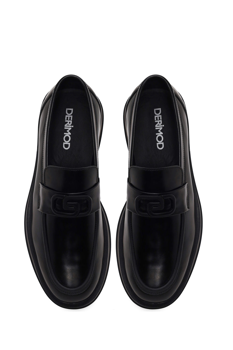 Male Black Buckled Leather Casual Loafer