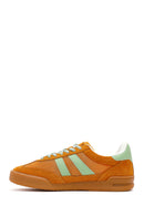 Women's Orange Lace-up Leather Sneaker | Derimod